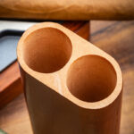 LUBINSKI YJA-50029 landscape microfiber leather and cedar wood cigar case for two cigars, alternate product view 2
