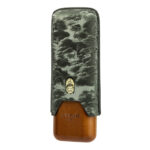 LUBINSKI YJA-50029 landscape microfiber leather and cedar wood cigar case for two cigars, alternate product view 4