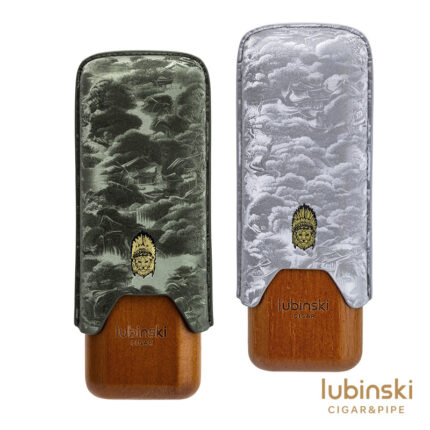 LUBINSKI landscape microfiber leather and cedar wood cases for two cigars