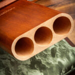 LUBINSKI YJA-50030 landscape microfiber leather and cedar wood cigar case for three cigars, alternate product view 2
