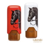 LUBINSKI YJA-50031 Year of the Horse leather and cedar wood cigar case for two cigars