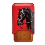 LUBINSKI YJA-50032 Year of the Horse leather and cedar wood cigar case for three cigars, alternate product view 5