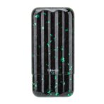 Lubinski Cigar lighter with black vertical stripes and green foil specks.
