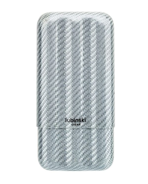 Metallic silver lighter with a carbon-fiber pattern and the 'lubinski CIGAR' branding on the front.