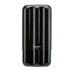 Black glossy Lubinski cigar lighter with vertical stripes, compact pocket-sized design