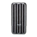 Lubinski cigar lighter with black and gray vertical stripes and glossy finish.
