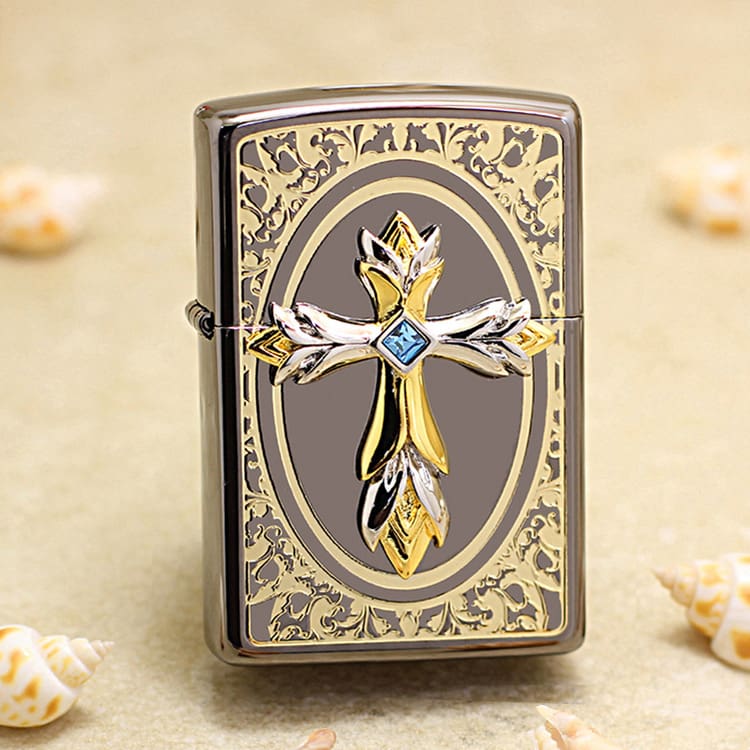 Japanese Zippo Black ice With Celtic Cross Lighter