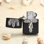 Japanese Zippo black matte angel cross lighter – alternate view 1