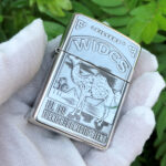 Camel Wides limited-edition sterling silver Zippo lighter – second front view of the vintage Camel Wides advertising engraving