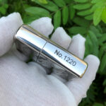 Camel Wides limited-edition sterling silver Zippo lighter – narrow-side view individually marked No. 1220