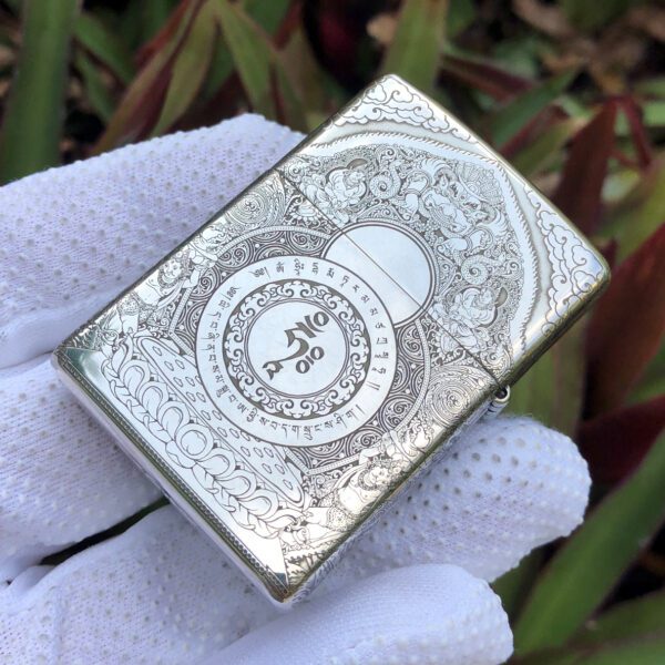 ZippoSterlingSilverWhiteTaraBuddhism_01