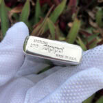 White Tara five-side sterling silver Zippo lighter – bottom stamp view for the Regular sterling silver case option