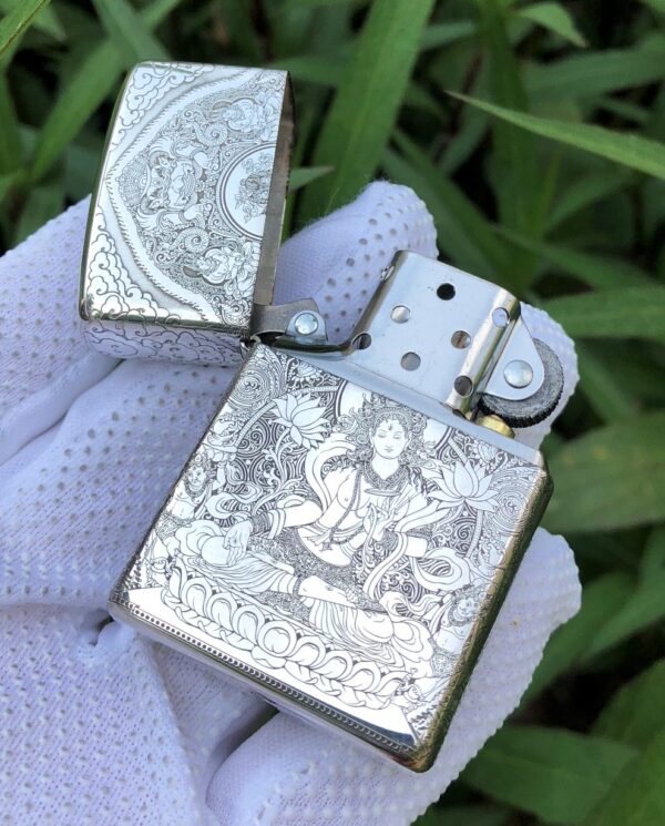 ZippoSterlingSilverWhiteTaraBuddhism_16