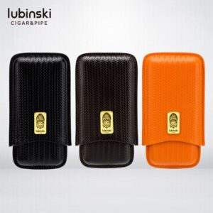 LUBINSKI Portable Leather Wheat Ear Cigar Case for 3 Cigars