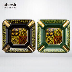 LUBINSKI Painted Four Slot Cigar Gilding Ceramics Ashtray
