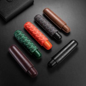 CigarLoong Portable Leather Tube Humidor Jar for 1 Cigars