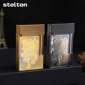 Stelton Line 2 Turbo Holo Ember Mother-of-Pearl Chinese Unicorn Lighter