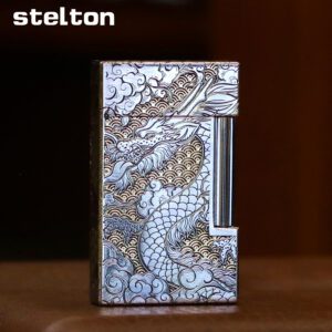 Stelton Line 2 Plated Silver Chinese Dragon Lighter