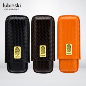 LUBINSKI Portable Leather Wheat Ear Cigar Case for 2 Cigars