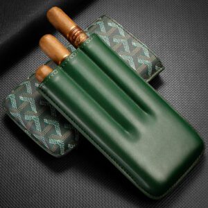CigarLoong Portable Leather Wave Pattern Cigar Case for 3 Cigars