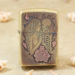 Etching Armor Brass The Beauty of Skulls Zippo Lighter