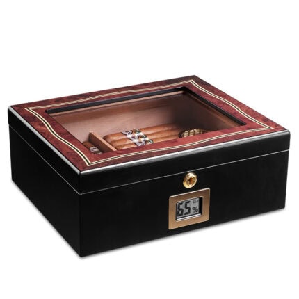 CigarLoong European-style rosewood glass-top humidor with digital display