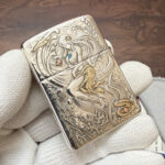 Ghost-mermaid scene with blue accent on the sterling silver Armor case