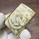 Angled reverse view of the H. R. Giger Alien Zippo Armor lighter