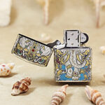 Open Indian Elephant Zippo Armor lighter showing the windproof insert and front design