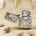 Open Nine-Tailed Fox Zippo Armor lighter showing the windproof insert and front design