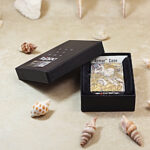 Full presentation view of the engraved Nine-Tailed Fox Zippo Armor lighter