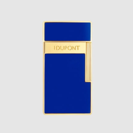 S.T. Dupont Biggy Blue Lacquer Gold Lighter 025005 front view