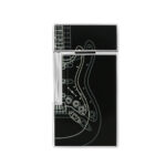 Black lacquer S.T. Dupont Biggy Fender lighter 025025 with chrome appointments
