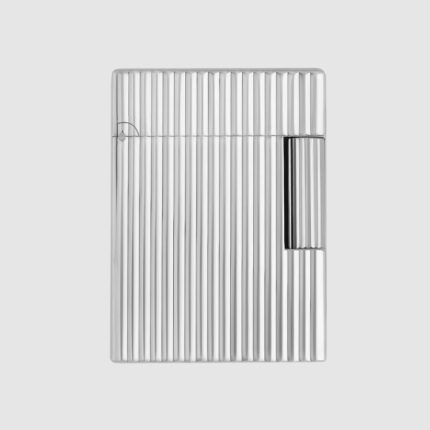 S.T. Dupont Ligne 1 C14021 palladium lighter with vertical guilloché, front view