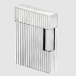 S.T. Dupont Ligne 1 C14021 angled view with engraved top, fluted roller and silver-tone finish