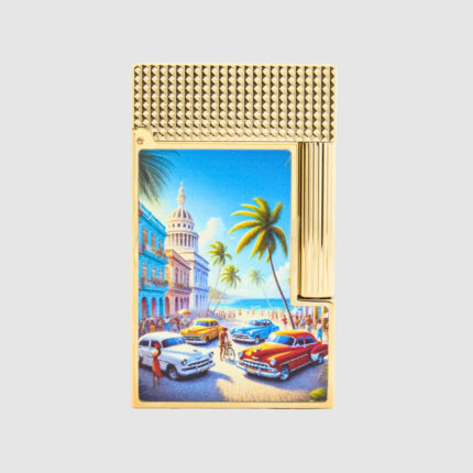 S.T. Dupont Ligne 2 Cuba Beach printed lacquer and gold lighter C16601CB