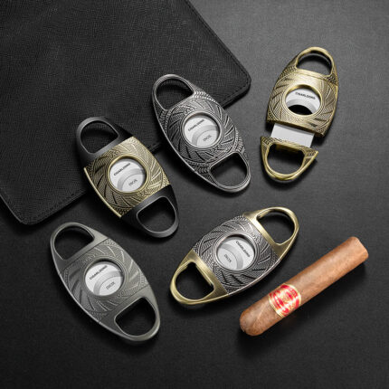 CigarLoong engraved stainless steel double-blade guillotine cigar cutter