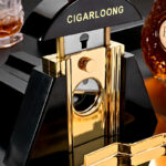 CigarLoong CC-003 Prestige lacquer-art guillotine tabletop cigar cutter detail view