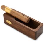 CigarLoong CL-004 engraved walnut wood single-cigar ashtray, alternate product view 4