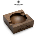 CigarLoong CL-006 engraved walnut wood two-cigar ashtray, alternate product view 2