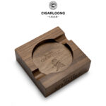 CigarLoong CL-006 engraved walnut wood two-cigar ashtray, alternate product view 3