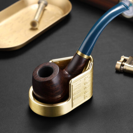 CigarLoong CS-010 gold zinc alloy tobacco pipe rest holding a bent pipe