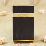 Karl Wieden KW-T0279 brushed black and gold-tone petrol lighter front view