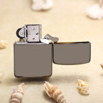 Zippo KZ373 1941 Replica black titanium lighter open case detail