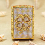 Zippo Gold-Tone Four-Leaf Clover Full Crystal Jacket Lighter – alternate view 1