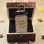 Zippo Gold-Tone Four-Leaf Clover Full Crystal Jacket Lighter – alternate view 6