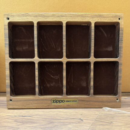 Walnut wood 8-lighter collectible display case for Zippo lighters