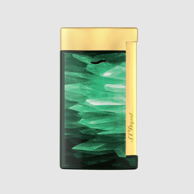 S.T. Dupont Slim 7 Green Geode and gold torch lighter 027036