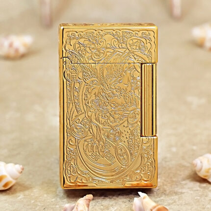 Karl Wieden KW-T0208A gold-tone Brave Troops engraved petrol lighter front relief