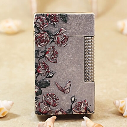 Karl Wieden KW-T021043 Antique Silver Rose butane lighter product gallery photograph 1